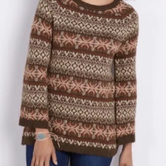 Soft Surroundings Julietta Fairisle Tunic Sweater in Coffee Bean NWT - Picture 2 of 7